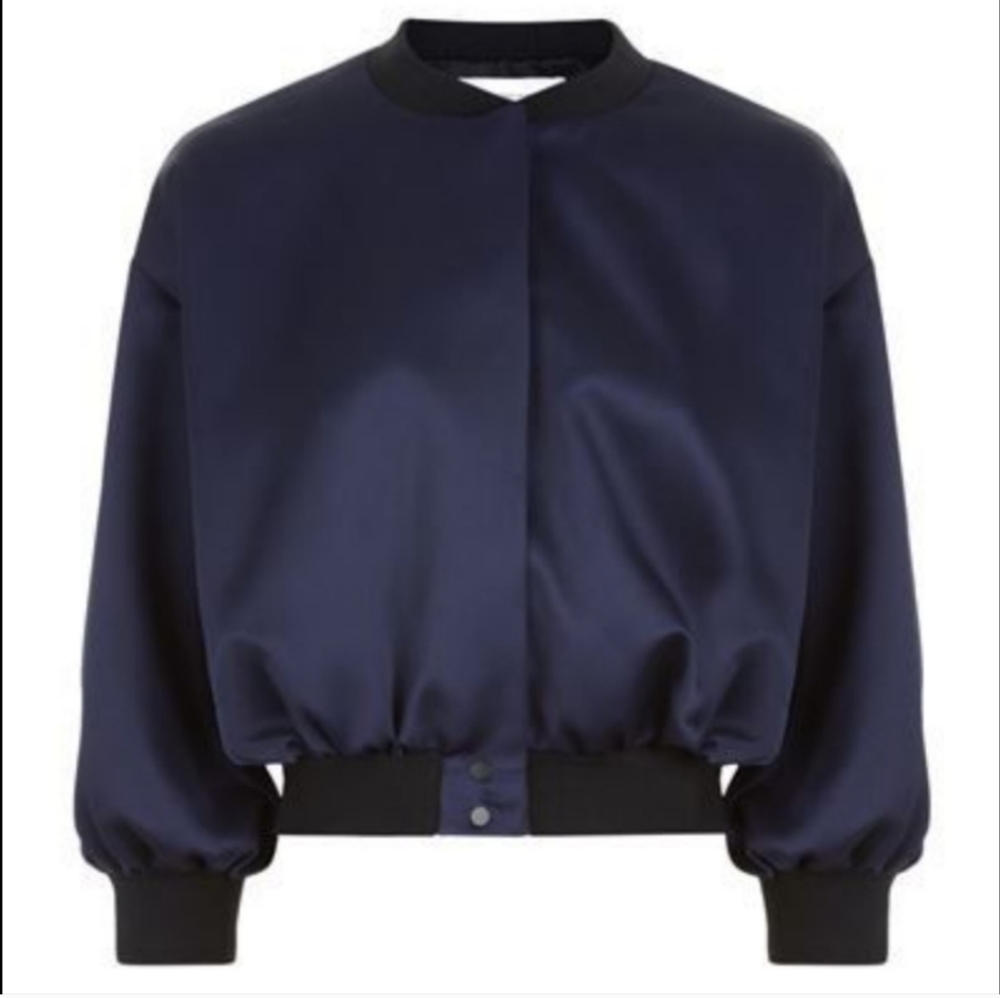 Victoria Beckham Cropped Bomber Jacket Size 6 blue